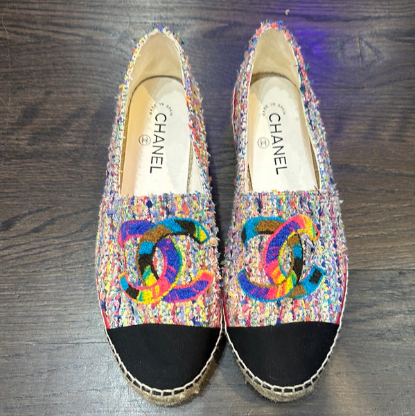 Chanel Multicolor Tweed Espadrilles