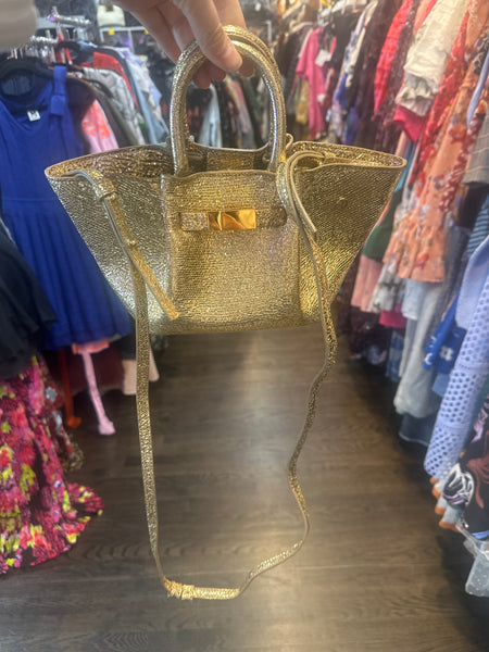 DE MELLIER New york Gold Metallic Mini Top Handle