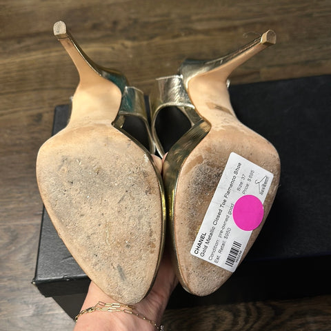 Chanel Gold Metallic Closed Toe Flamenco Shoe