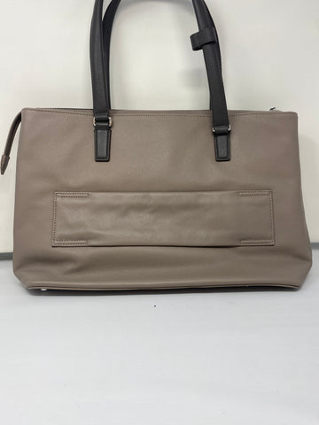 Tumi Voyageur Monika Clay and Taupe Leather Top Handle Briefcase with Suitcase Band