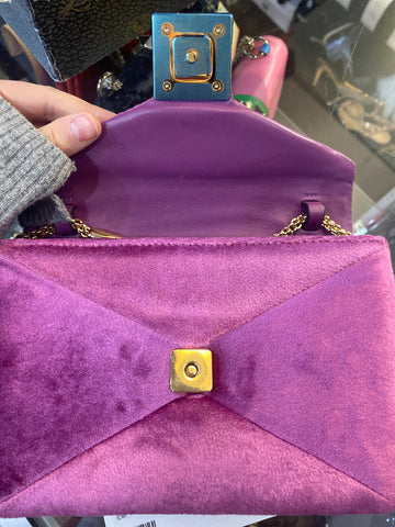 Valentino Velvet Large Crystal Rockstud Clutch