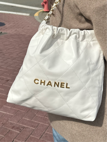 Chanel White Small 22 Bag with gold Hardware