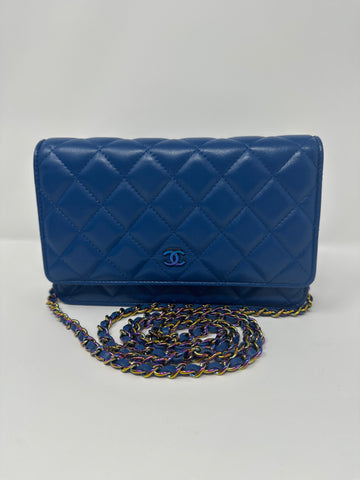 Chanel Blue and Purple Quilted Mini Bag with Rainbow Iridescent Hardware