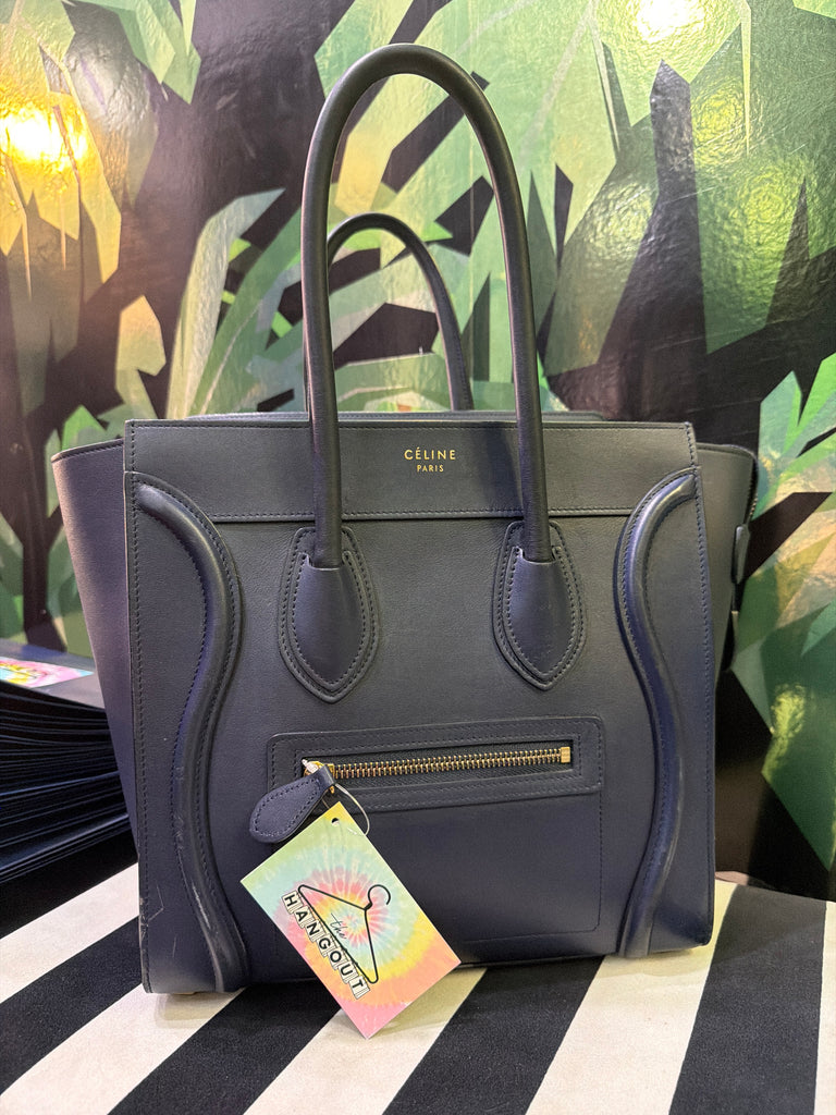 CELINE Navy Top Handle Calfskin Luggage Tote