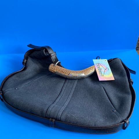 VINTAGE: Yves Saint Laurent Mombasa Deer Horn Denim Hobo Bag