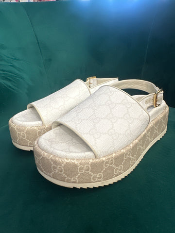 Gucci Platform Coated Canvas GG Supreme Slingback