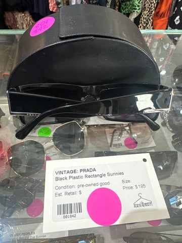 Vintage: PRADA Black Plastic Rectangle Sunnies