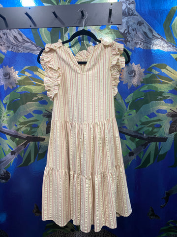 Ulla Johnson Ruffle Trim Striped Tiered Dress