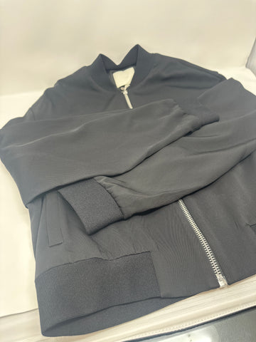 DION LEE Black Soft Twill Trench Bomber Jacket