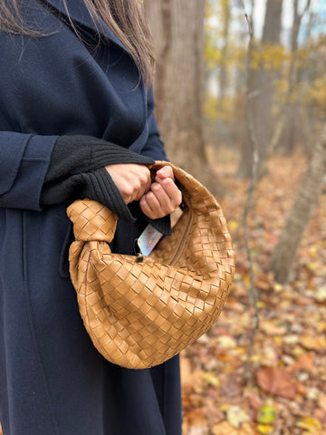 Bottega Veneta Jodie Teen KNot Top Handle Bag in Cognac
