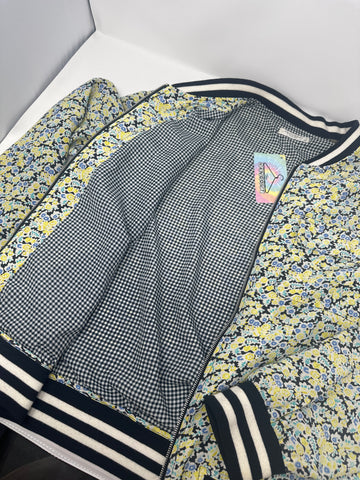 Equipment Floral Print Silk Bomber Jacket