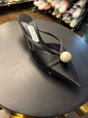 Jimmy Choo SANA fifty Satin Mule with Pearl