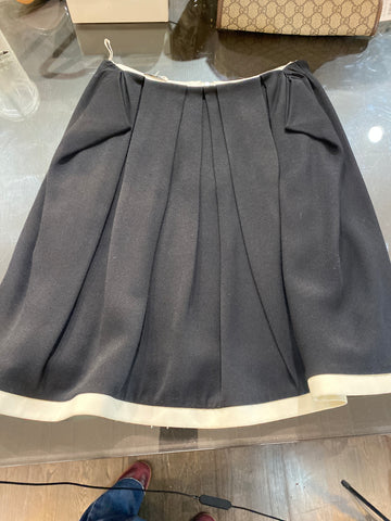 Miu Miu Black and White Mini Flare Pleated Skirt