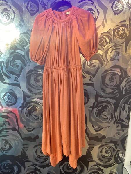 Ulla Johnson Short Puff Sleeve Salmon Maxi Dress