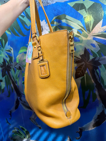 Vintage: PRADA Mustard Soft ESPLANADE Leather Tote Bag with Gold Hardware
