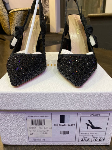 Christian Dior J'Adior Black Slingback Strass Covered 10,00 cm