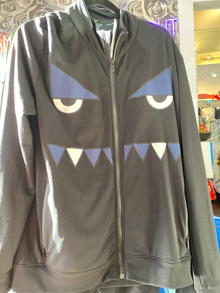 FENDI 'MONSTER' Black and Navy Cotton Zip Up