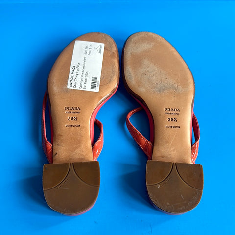 VINTAGE: Prada Coral Thong Flip Flops