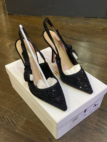 Christian Dior J'Adior Black Slingback Strass Covered 10,00 cm