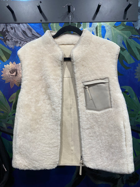 Linda Richards Lamb Double Face Beige Zipper Vest