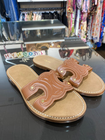 Celine Triomphe Cognac Logo Slides