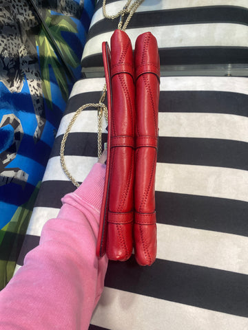 VALENTINO Red Leather Chevron Flap Rockstud Bag