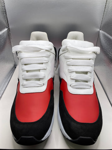 Alexander McQueen White, Red and Black Leather and Suede Sneaker