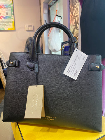 BURBERRY Black Top Handle Derby Leather Bag