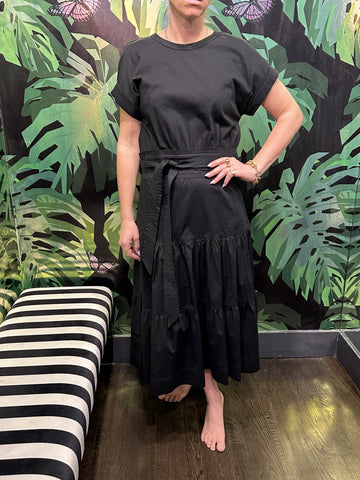 Veronica Beard Black Cotton T Shirt with Maxi Dress