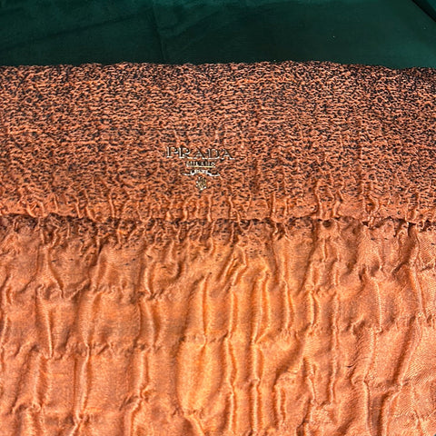 Prada Orange and Black Top Zip Fabric Clutch