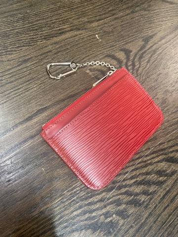 Louis Vuitton Red Epi Leather Keychain Pouch With Silver Hardware