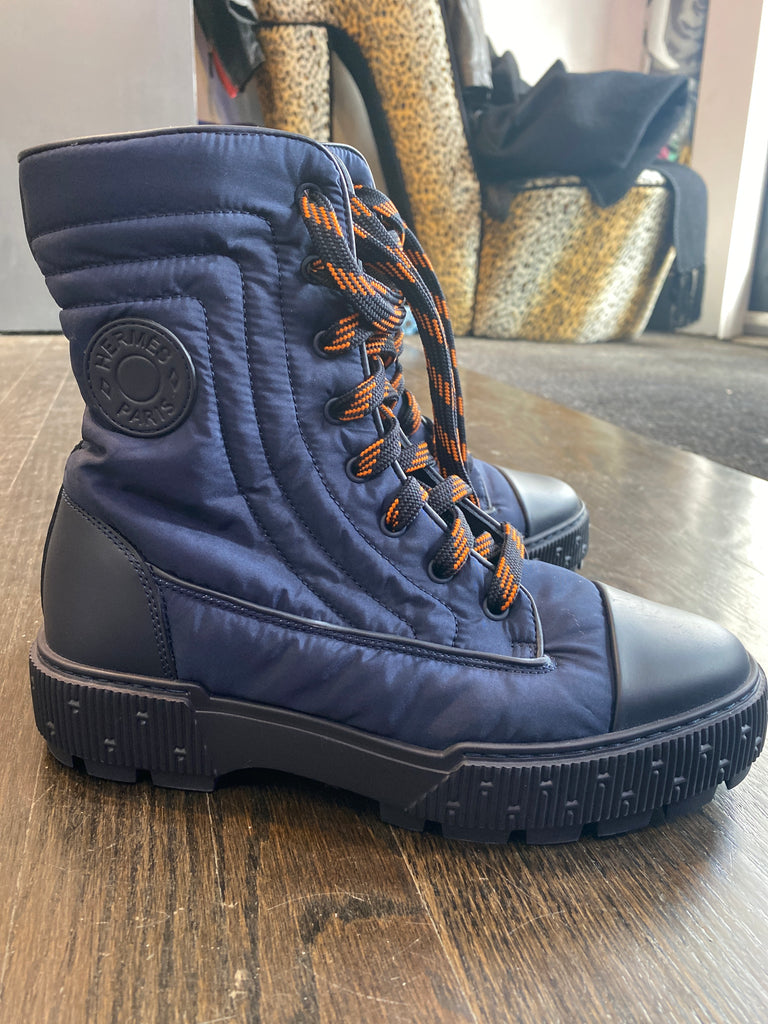 Hermes Nevy and ORange Fresh Ankle Boots