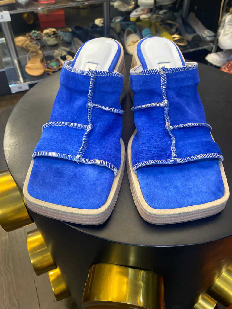 MIISTA Mule Blue Block Heel Sandal