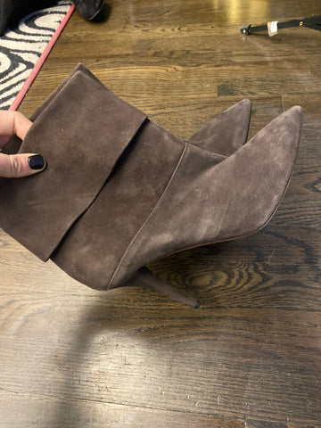 Aquazzura Brown Suede Folded Heeled Booties