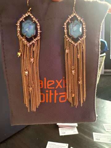 Alexis Bittar Gold, Turquoise and Gold Hanging Earrings