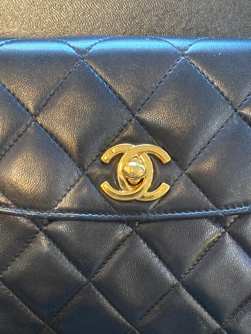 VINTAGE: Chanel Black Quilted Chain Belt Fanny Pack