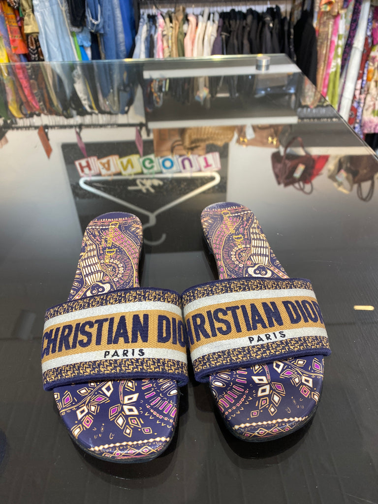 CHRISTIAN DIOR Navy Printed Dway Slide