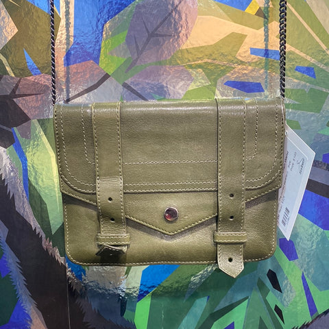 Proenza Schouler Green Leather MIni PS1 Chain Wallet