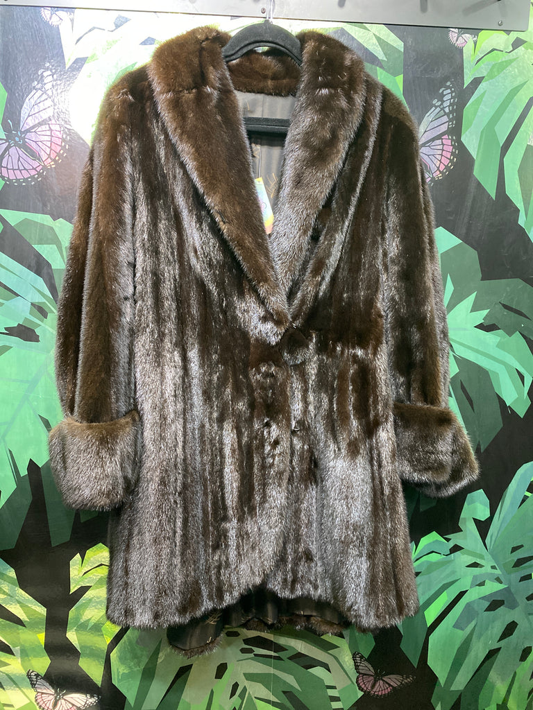 VINTAGE: Dark Brown Mink Swing Coat