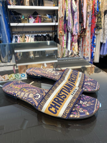 CHRISTIAN DIOR Navy Printed Dway Slide