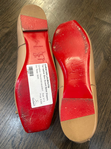 Christian Louboutin Tan leather Bow Accent Ballet Slippers