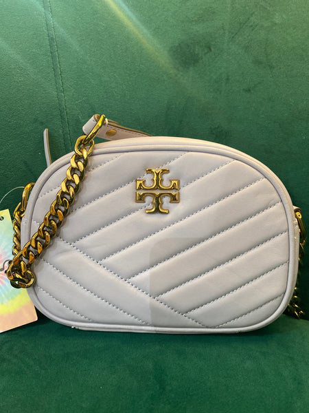 Tory Burch Lavender Quilted Camera Bag with Silver hardware