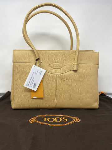 TOD'S Beige Leather Mocassino Tote Bag