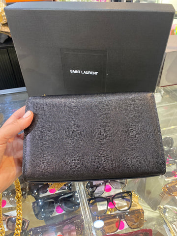 Saint Laurent Kate Small Tassel YSL Wallet on Chain in Grained Leather