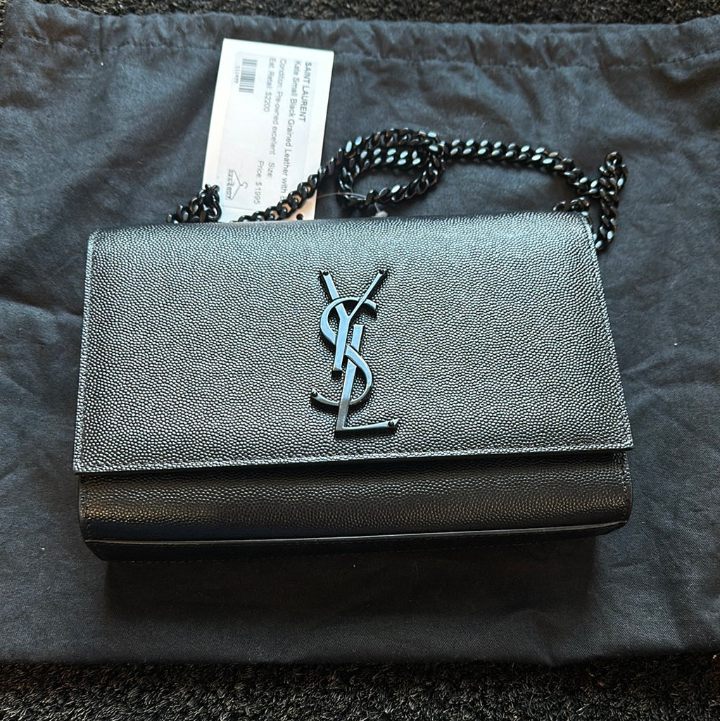 YSL KATE Small Black Grained Leather with Black Hardware