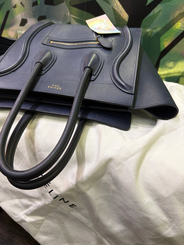 CELINE Navy Top Handle Calfskin Luggage Tote