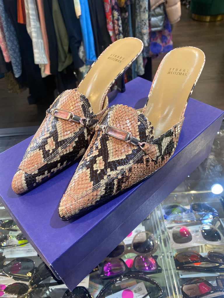 Vintage: STUART Weitzman 'WIZZIE' Snakeskin Heel Mule