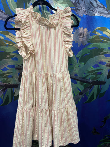 Ulla Johnson Ruffle Trim Striped Tiered Dress