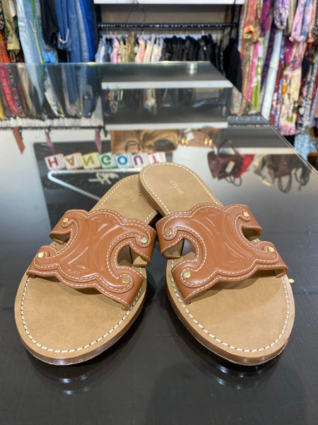 Celine Triomphe Cognac Logo Slides