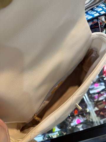 Chanel 19 Quilted Beige Medium Handbag